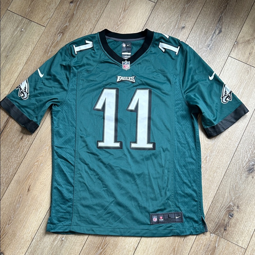 Philadelphia Eagles Jersey Mens Large Green NFL Football Nike Wentz 11 On Field
